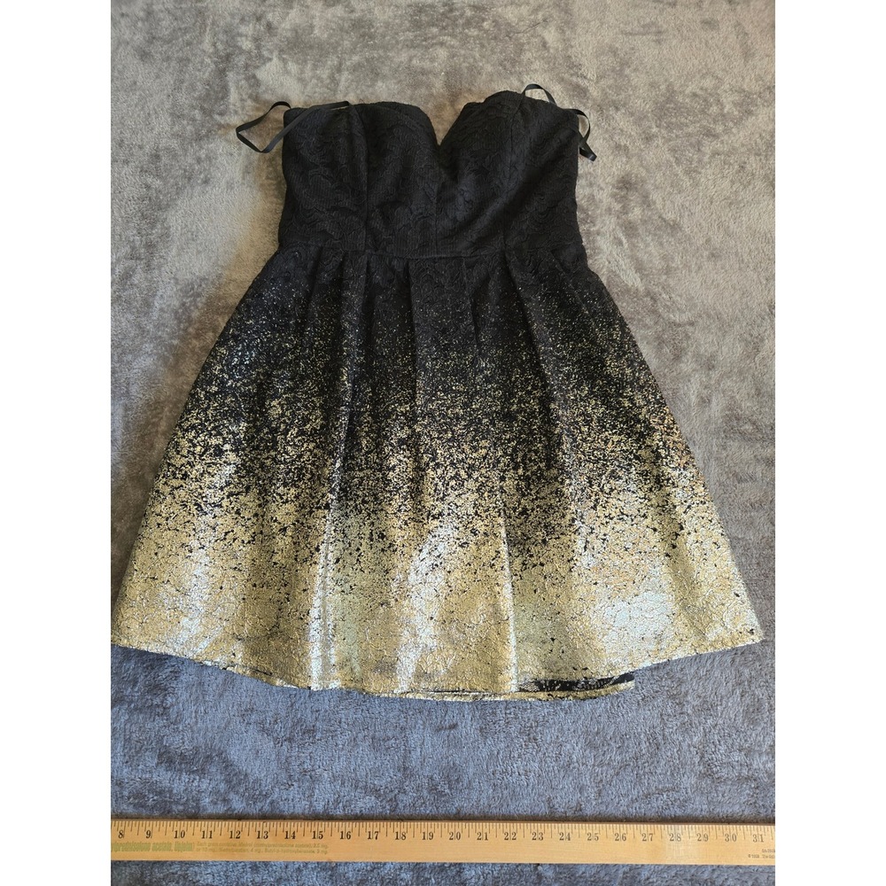 Unbranded Cocktail Dress Women Small Black Gold Good Lace Ombre Fit Flare